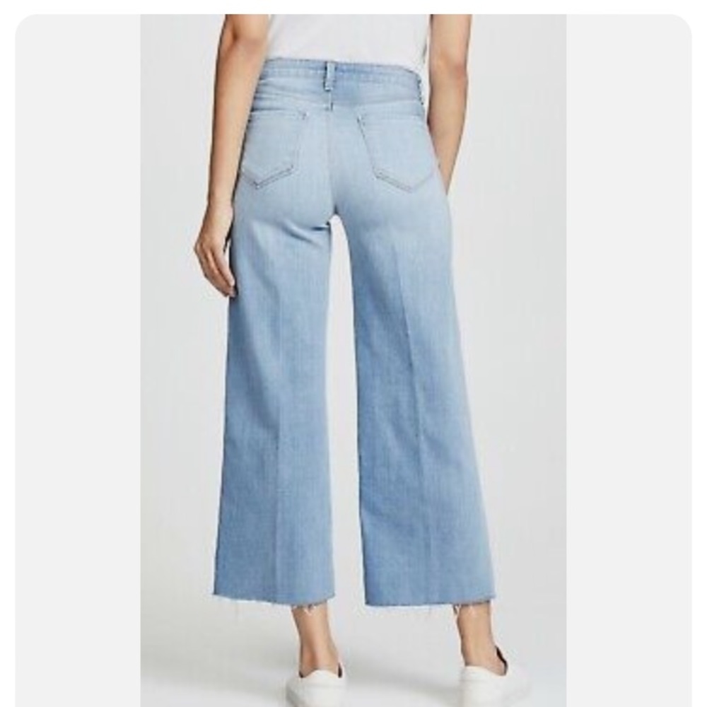 L’AGENCE Side Stripe Jeans Raw Wide Hem Ankle  Light Wash | Size 27 - Picture 4 of 9
